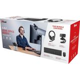 Trust Qoby 4-in-1 Home Office Set met Webcam, headset, toetsenbord (azerty) en muis