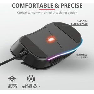 Trust GXT 922 YBAR muis Rechtshandig USB Type-A Mechanisch 7200 DPI