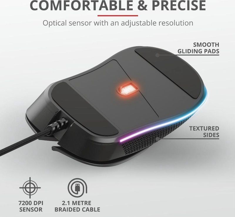 Trust GXT 922 YBAR muis Rechtshandig USB Type-A Mechanisch 7200 DPI