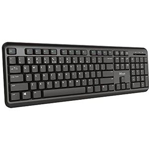 Trust Ymo Draadloos toetsenbord - Spaanse QWERTY-lay-out, stille toetsen, 13 kantoor- en multimediatoetsen, USB-ontvanger, Windows, Mac, pc, laptop - zwart