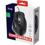 Trust Fyda Muis - Rechtshandig - Zwart - Ergonomisch Ontwerp