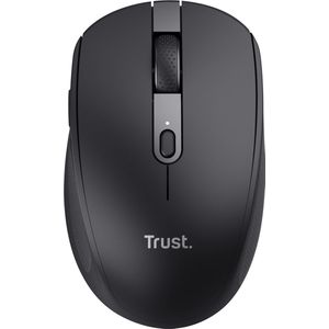 Trust Ozaa Stille Draadloze Muis Bluetooth + 2.4GHz, Compacte Wireless Mouse, 60% Gerecycled Plastic, Oplaadbare Bluetooth Mouse PC Computer Laptop Windows Android Mac - Zwart