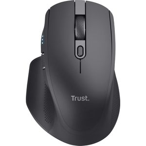 Trust Ozaa+ Draadloze Bluetooth-muis + 2,4 GHz, stille muis met meerdere apparaten, zijwiel, 60% gerecyclede kunststoffen, bluetooth-muis, oplaadbaar, pc, laptop, Mac, zwart