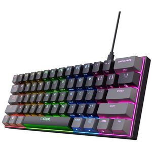 Trust GXT 867 Acira toetsenbord Gamen USB QWERTZ Duits Zwart, Grijs