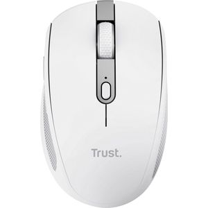 Trust Ozaa Stille Draadloze Muis Bluetooth + 2.4GHz, Compacte Wireless Mouse, 60% Gerecycled Plastic, Oplaadbare Bluetooth Mouse PC Computer Laptop Windows Android Mac - Wit
