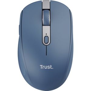 Trust Ozaa Stille Draadloze Muis Bluetooth + 2.4GHz, Compacte Wireless Mouse, 60% Gerecycled Plastic, Oplaadbare Bluetooth Mouse PC Computer Laptop Windows Android Mac - Blauw
