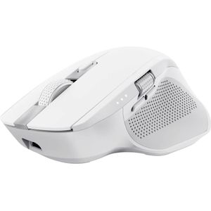 Trust Ozaa+ Kabellose Maus Bluetooth + 2.4GHz, Programmierbare Mehrgeräte Funkmaus, Seitliches Mausrad, 60% Recyclingkunststoff Wiederaufladbare Leise Bluetooth Maus Laptop Computer Mac, Weiß