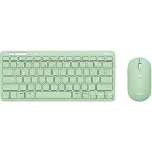 Trust Lyra - Draadloos Toetsenbord en Muis - Multi connect - Qwerty US - Groen