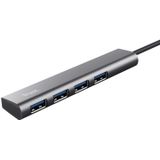Trust Halyx 4-poorts USB 3.2 Gen 1 hub, 5 Gbps snelheid, USB Plug & Play, USB multiport splitter USB-A, compacte adapter voor pc, laptop, Macbook - grijs