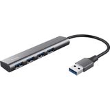 Trust Halyx 4-poorts USB 3.2 Gen 1 hub, 5 Gbps snelheid, USB Plug & Play, USB multiport splitter USB-A, compacte adapter voor pc, laptop, Macbook - grijs