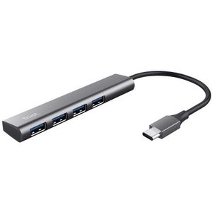 Trust - Halyx - USB-C Hub - Grijs - Aluminium - 4 Poorten