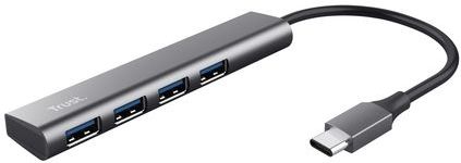 Trust - Halyx - USB-C Hub - Grijs - Aluminium - 4 Poorten