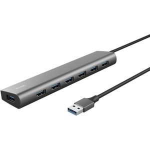 Trust Halyx, USB 3.2 Gen 1 (3.1 Gen 1) Type-A, USB 2.0, USB 3.2 Gen 1 (3.1 Gen 1) Type-A, 5000 Mbit/s, Silber, Acrylnitril-Butadien-Styrol (ABS), Aluminium, 0,8 m