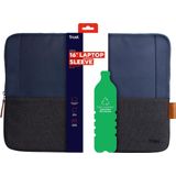 Trust Lisboa Laptophülle 16 Zoll, Laptoptasche aus Recycelten PET-Flaschen, Arbeitstasche Laptop Sleeve, Tasche Herren Damen für MacBook Notebook HP Dell Asus Lenovo Reisen Business - Blau