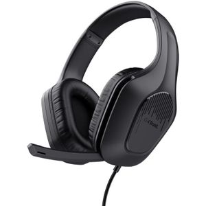 Trust Gaming GXT 415 Zirox Lichtgewicht Gaming Headset met 50mm-drivers voor PC, Xbox, PS4, PS5, Switch, Mobile, 3.5 mm Jack, 2m Kabel, Opklapbare Microfoon, Over-Ear Bedrade Koptelefoon - Zwart