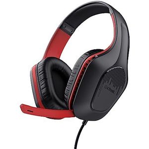 Trust Gaming GXT 415S Zirox Gaming Headset voor Nintendo Switch met 50 mm zenders, 3,5 mm jack-audio, 1,2 m kabel, bekabelde over-ear gaming-headset met microfoon, zwart/rood