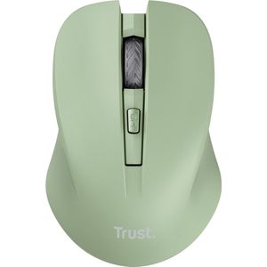 Trust Mydo Stille Draadloze Muis, 82% Gerecycled Plastic, 1000-1800 DPI, Opbergbare USB-microreceiver, RF 2.4GHz, Links- en Rechtshandig Gebruik, Wireless Mouse voor Computer, Laptop, Mac - Groen