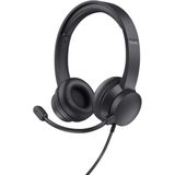 Trust Ayda On-Ear Headset met Microfoon 3.5mm, Lichtgewicht Koptelefoon met Kabel van 1.8 m, Verstelbare Hoofdband, Headphones voor PC, Laptop, Chat, Thuiswerken, Skype, Teams, Zoom - Zwart