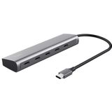 Aluminium USB-C Hub - 4 USB-C Poorten - 100W Pass-Through - Compact Ontwerp