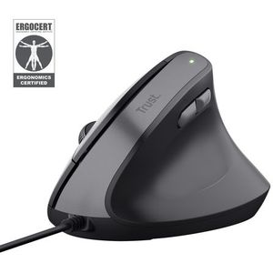 Trust - Bayo II - Ergonomische Muis - Zwart - Gerecycled Plastic