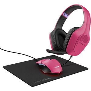 Trust - GXT 790 - Headset Bundel - Zwart, Roze - Lichtgewicht Headset, Verlichte Muis, Muismat