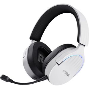 Trust Gaming GXT 491W Fayzo Draadloze Gaming Headset Bluetooth + RF 2.4 GHz, 7.1 Surround Sound, 22 Uur Batterij, 35% Gerecycled Plastic, RGB Headphones Wireless PC PS5 PS4 Switch - Wit