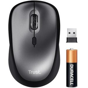 Trust Stille Draadloze Muis met Batterij, Links- en Rechtshandig Gebruik, 800-1600 DPI, 83% Gerecycled Materiaal, Opbergbare USB-microreceiver, Compacte Wireless Mouse Computer, Laptop, Mac