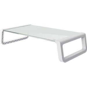 Trust Monta Monitorhouder, pc-monitorstandaard van gehard glas, 41 x 22 x 10 cm, ergonomische bureau-schermverhoger, tafelorganizer voor laptop, Mac, werk, wit