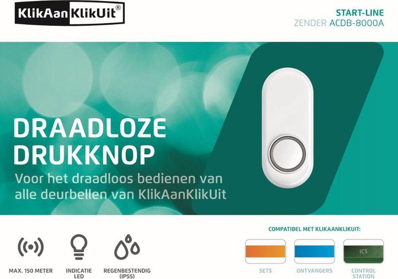 KlikAanKlikUit - ACDB-8000A - Draadloze Deurbel - Wit