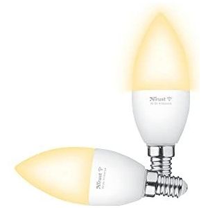 Trust WIFI Smart LED Bulb E14, Wifi Bulb, Dimbare LED Candle Lightbulb, Werkt met Alexa en Google Nest, Warm tot Koel Wit, 1800 K-6500 K, Duo Pack - White Ambience