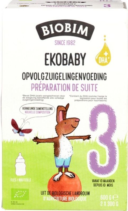 3x Biobim Zuigelingenvoeding 10+ mnd Ekobaby 3 600 gr