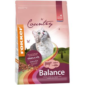 2 x 10 kg Fokker Country Balance met vlees en vis kattenvoer