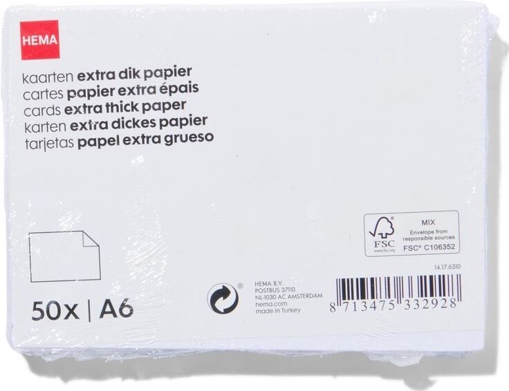 HEMA Correspondentiekaarten A6 - 50 Stuks (wit)