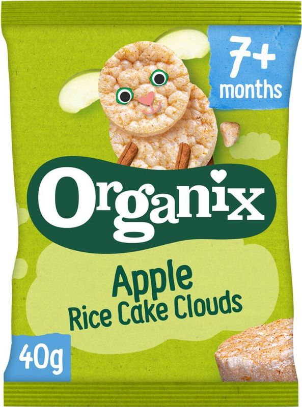 6x Organix Luchtige Rijstwafeltjes 7+m Appel 40 gr