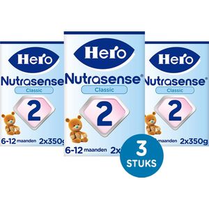 Hero Baby Nutrasense Opvolgmelk Classic 2 (6+ Maanden) - 3 x 700gr - Flesvoeding - met Melkvet - Palmolievrij