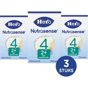Hero Baby Nutrasense Peutermelk Classic 4 (2+ Jaar) - 3 x 700gr - Flesvoeding - met Melkvet - Palmolievrij
