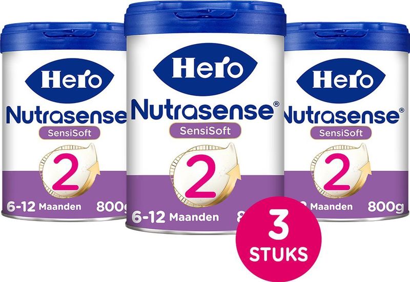 Hero Baby Nutrasense Sensisoft opvolgmelk 2 - Flesvoeding van 6 tot 12 maanden - 3 x 800 gram