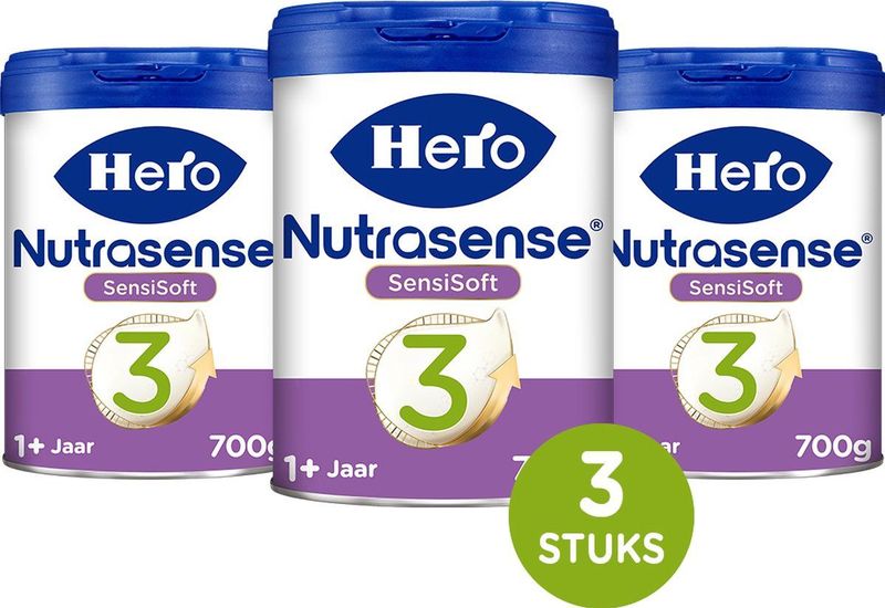 Hero Baby Nutrasense SensiSoft peutermelk 3 - Flesvoeding vanaf 1 jaar - 3 x 700 gram