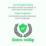 Qlima GH 8034 Mobiele Gaskachel 3400 Watt Sfeervlam en kolen Met Wieltjes