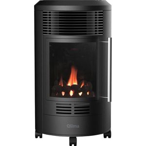Qlima GH 8034 Mobiele Gaskachel 3400 Watt Sfeervlam en kolen Met Wieltjes