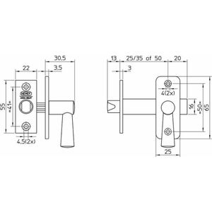 Nemef Insteekgrendel 50mm Aluminium