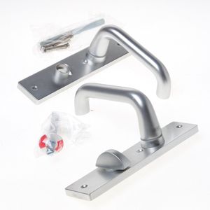 Nemef 3252 WC Ls Beslag kortschild afgerond | D kruk-kruk | beslagset | geveerd | krukstift 8mm | F1 aluminium | WC63 | draairichting links - 9325222632