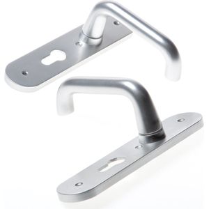 Nemef - Deurkruk op Schild - Aluminium - Afgerond - F1 Geëloxeerd