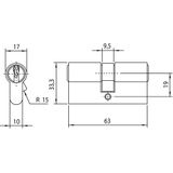 Nemef Veiligheidscilinder Dubbel 132/9 - 1 stuks incl. 3 sleutels - SKG***