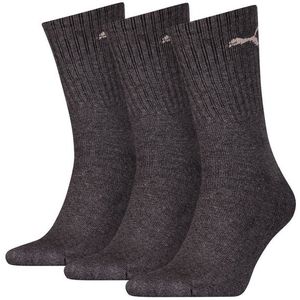 PUMA cushioned 3-pack sokken logo antraciet grijs unisex