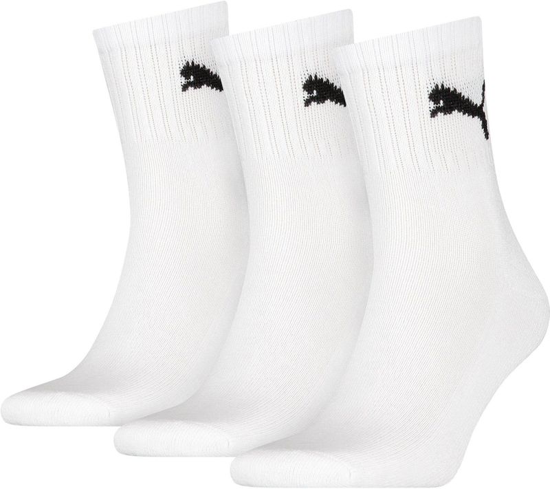Puma Halfhoge sportsokken van katoen 3 paar White