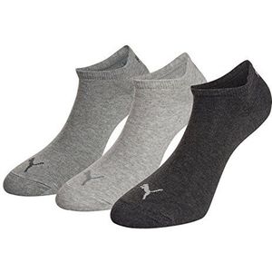 Puma Unisex sportsokken Invisible verpakking van 3 stuks, 251025, Antraciet/L Mel Grijs/M Mel Grijs, 35/38 EU