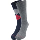 Tommy Hilfiger Check Sokken - 2 Pack - Donkerblauw - Gekamd Katoen