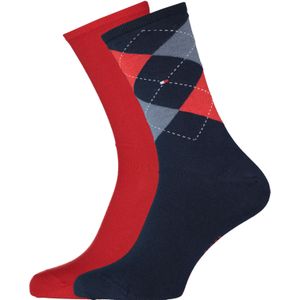 Tommy Hilfiger - Dames Sokken - Donkerblauw en Rood - 2-pack - Katoen
