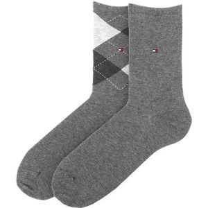 Tommy Hilfiger - Check - Sportsokken - Midden Grijs en Zwart - 2-pack